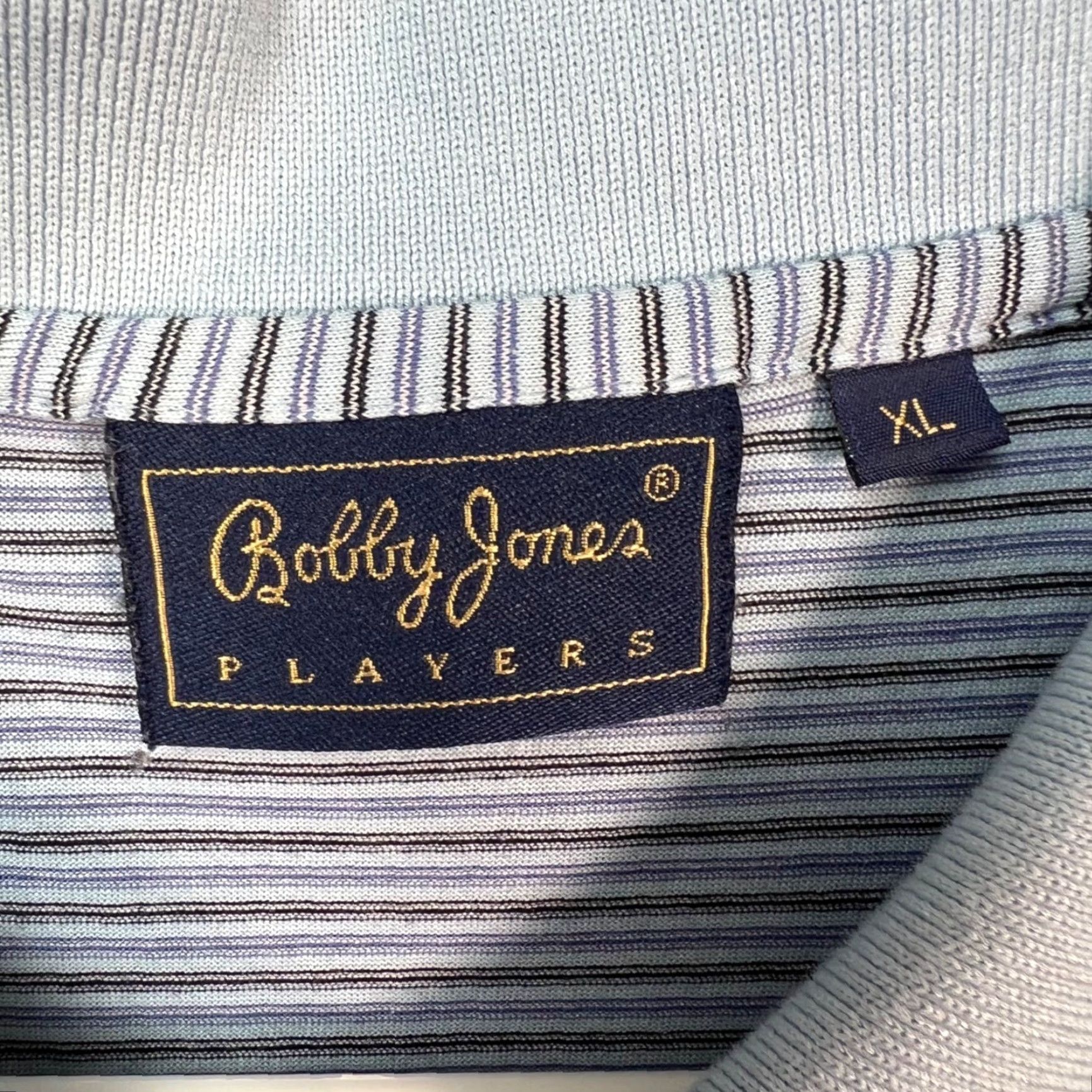 Vintage Bobby Jones Polo Shirt Mens XL Striped Blue with Witch On Broomstick Logo Embroidered Golf Casual Button Collar Short Sleeve Size US XL / EU 56 / 4 - 3 Thumbnail