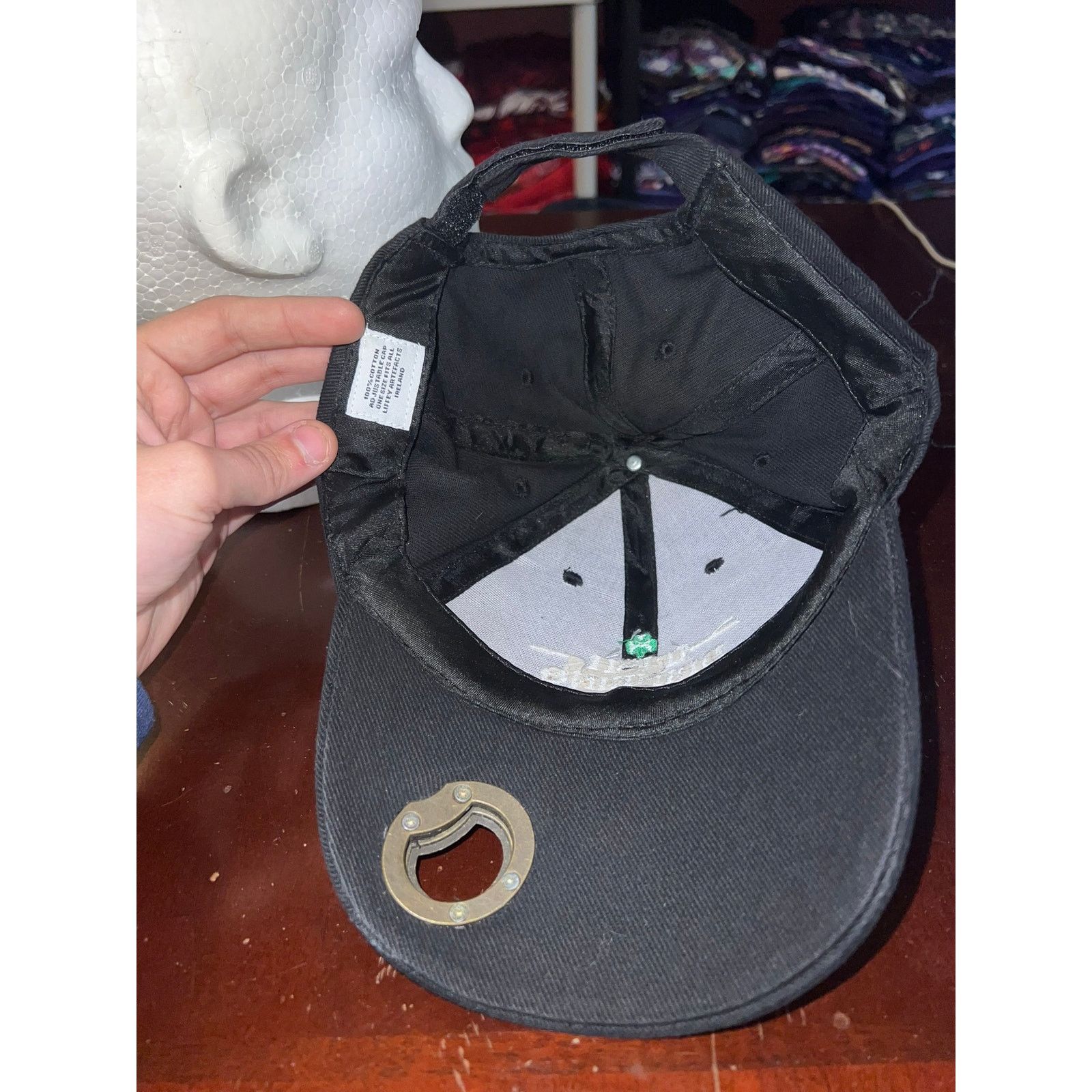 Vintage Irish Hat Drinking Cap Bottle Opener Black Headwear Size ONE SIZE - 6 Thumbnail