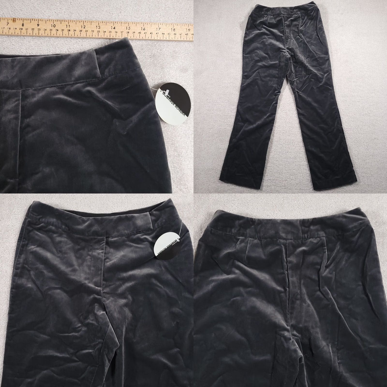 Velour VINTAGE Valerie Stevens Dress Pants Women's 8 Gray Velour Wide Leg Mid-Rise Size 30" / US 8 / IT 44 - 8 Thumbnail