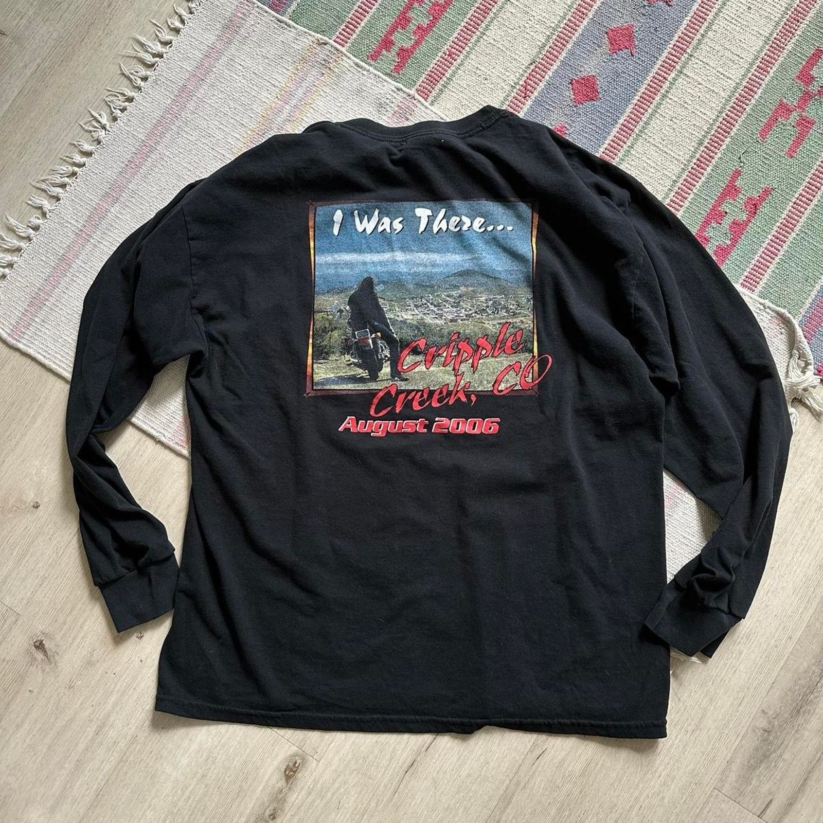 Vintage Vintage 00s Y2K Black Faded Longsleeve Casino Biker Shirt Size US XL / EU 56 / 4 - 2 Thumbnail