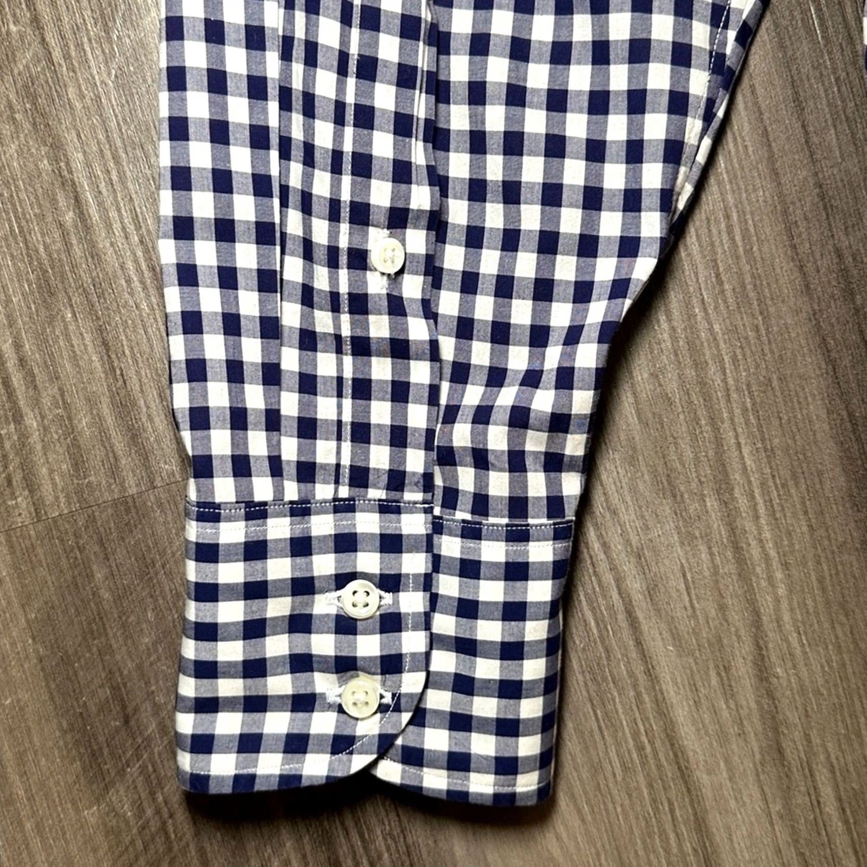Sid Mashburn Sid Mashburn Checkered Gingham Long Sleeve Button Down XL Navy White Mens Shirt Size US XL / EU 56 / 4 - 4 Thumbnail