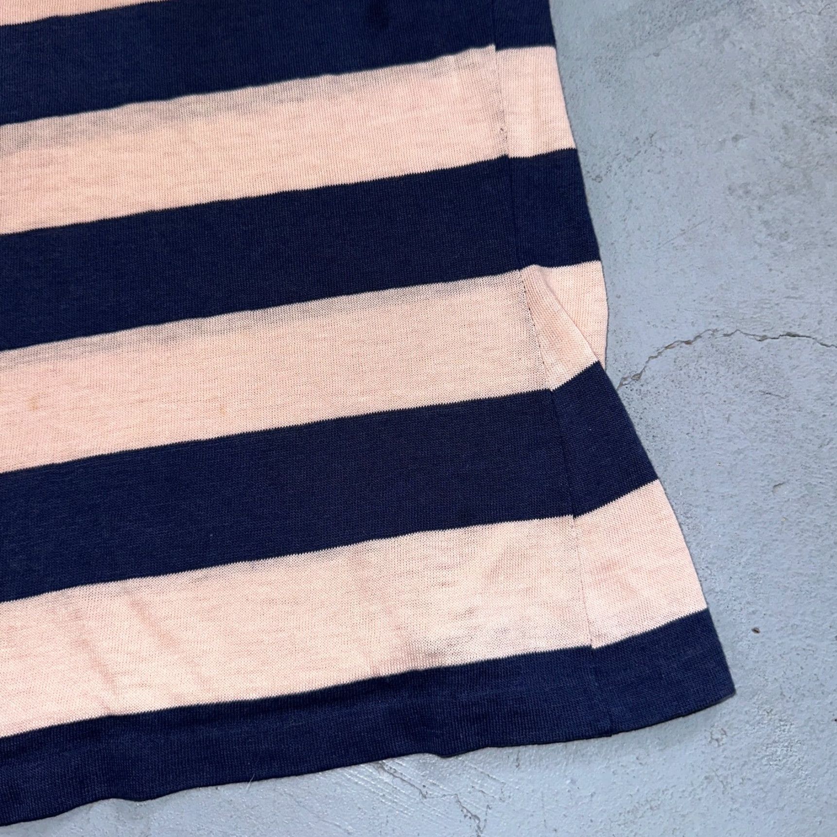 Essentials VINTAGE Blue Pink Rockabilly T Shirt 1970s Striped Crew Neck Short Sleeve Mens L Cotton Size US L / EU 52-54 / 3 - 4 Thumbnail