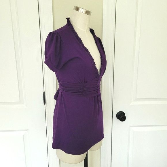 Other Bella Matto Short Slv Ruffle Trim Ruched Tie-Back Top Spring Size S / US 4 / IT 40 - 3 Thumbnail