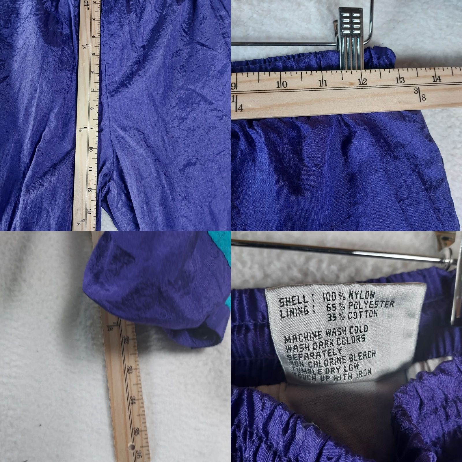 Altea Vintage 90s Track Pants Purple Teal Nylon Windbreaker Retro Joggers Size US 28 / EU 44 - 8 Thumbnail