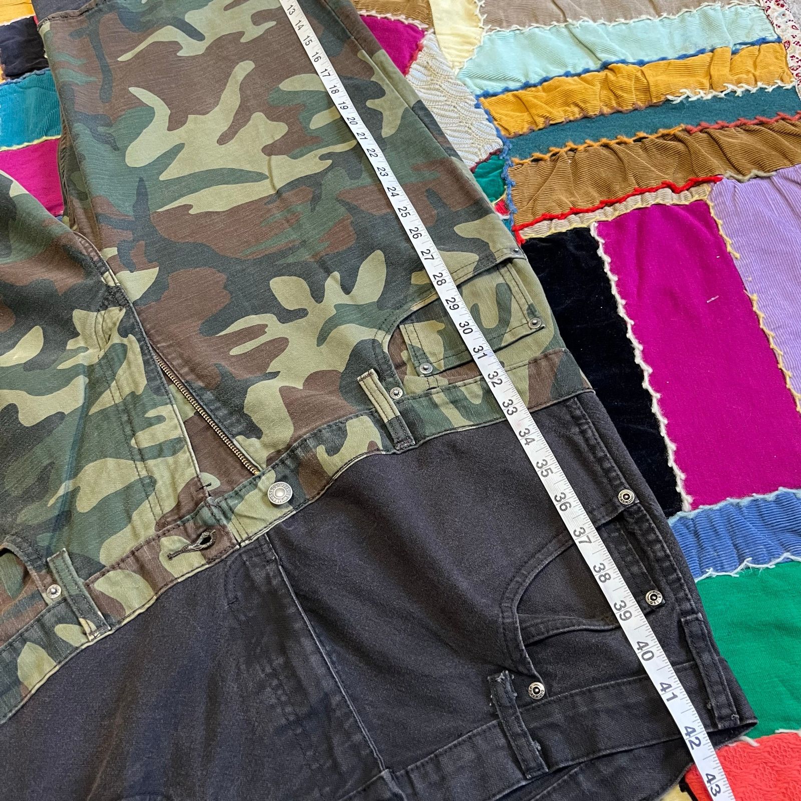 Other Upcycled False Sagging Black With Camo Baggy Work Pant 32x32 Size US 32 / EU 48 - 8 Thumbnail