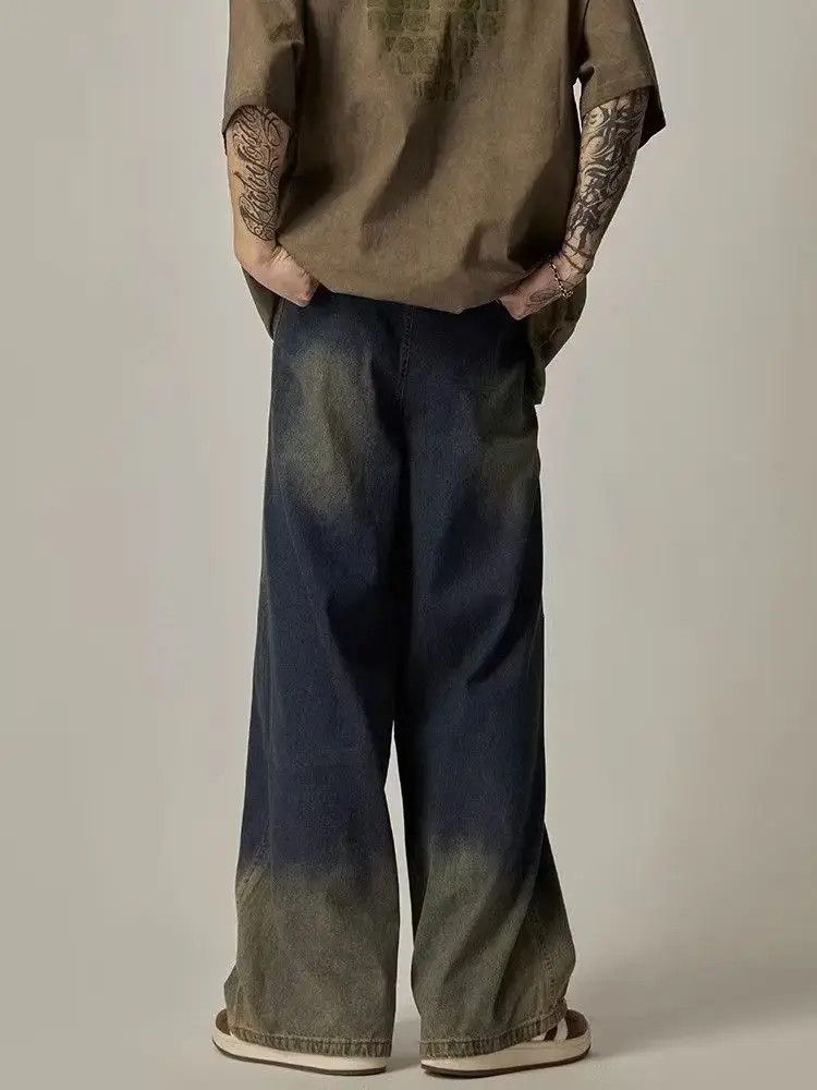 Japanese Brand Straight tube loose wide leg ripped jeans Size US 32 / EU 48 - 5 Thumbnail