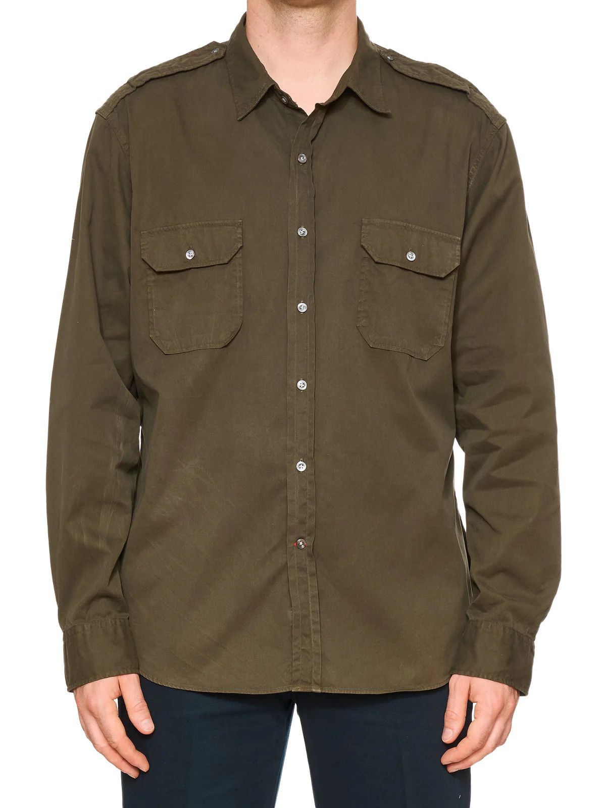 Ralph Lauren RALPH LAUREN Olive Green Epaulet Military Safari Shirt Size US XXL / EU 58 / 5 - 1 Thumbnail