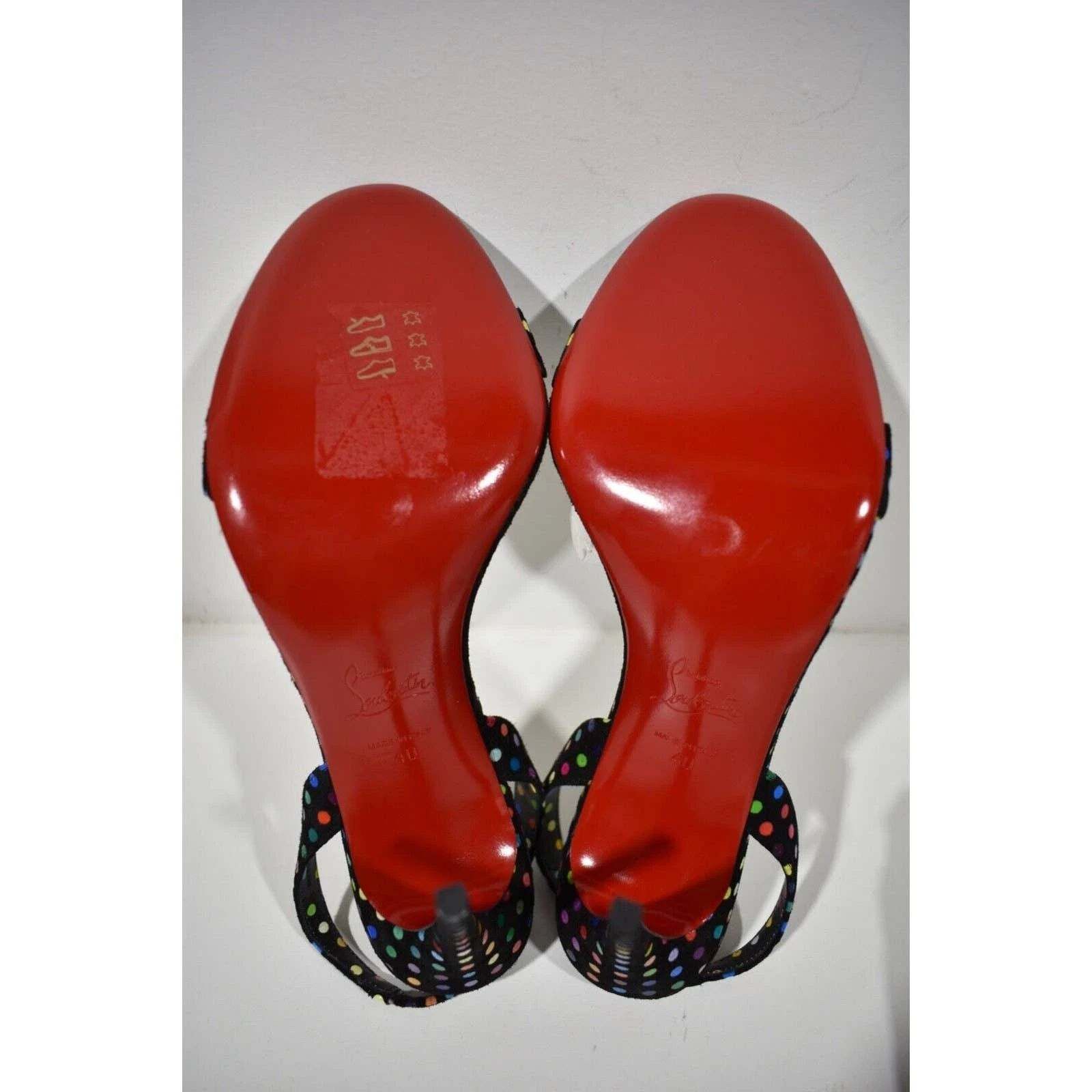 Christian Louboutin O Marylin 100 Black Polka Dot Slingback Sandal Heel Pump 40 Size US 10 / IT 40 - 12 Thumbnail