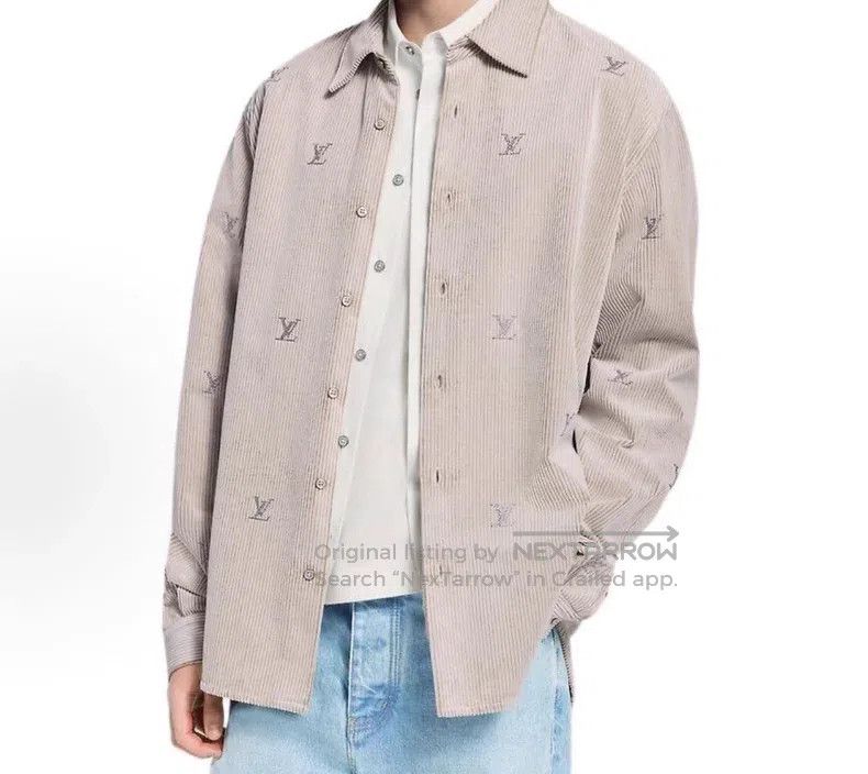 Louis Vuitton Rhinestone corduroy striped shirt jacket