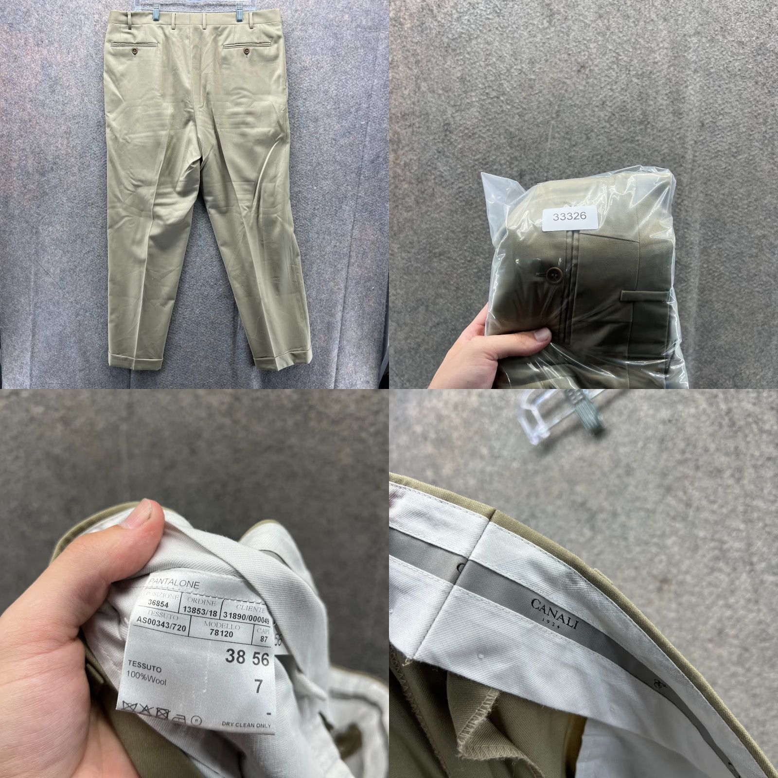 Canali Canali Dress Pants Mens 38 Khaki Wool Pleated Tuxedo Style Preppy Dress Pants Slacks Regular Inseam 30 Black Pattern Solid Vintage No Size 38R - 8 Thumbnail