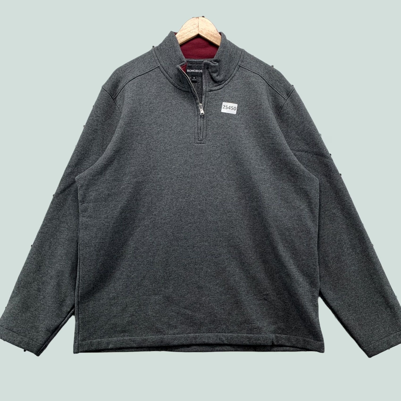 Bonobos Bonobos Sweater Mens XL Gray Zip Pullover Red Mock Neck Long Sleeve 25x28 Size US XL / EU 56 / 4 - 1 Thumbnail