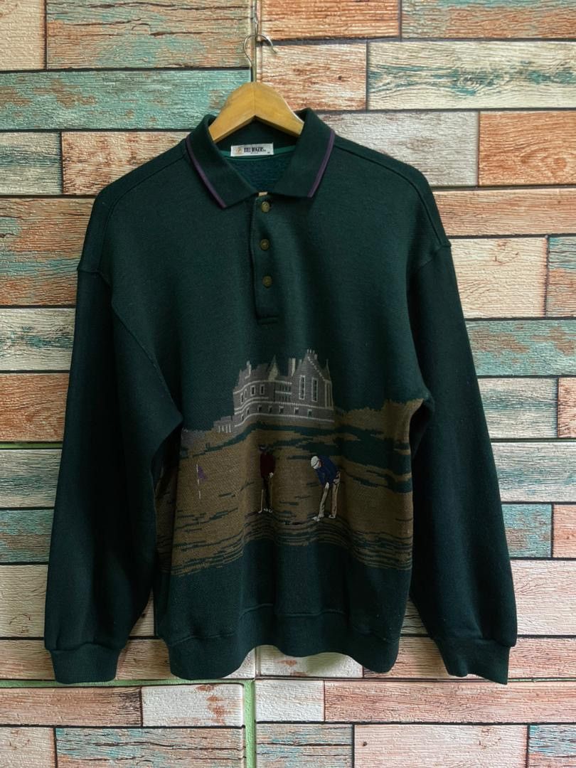Vintage Vintage Bill Rogers Golf Scene Polo Sweatshirt Made in USA Size US M / EU 48-50 / 2 - 1 Thumbnail