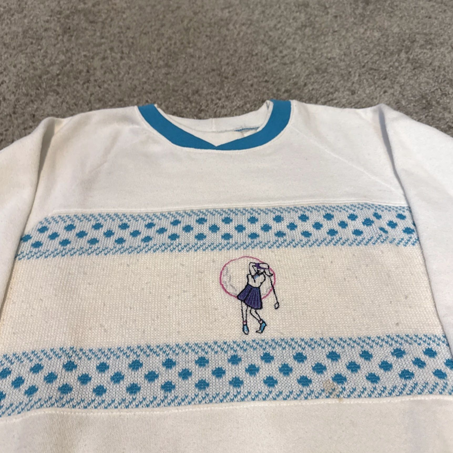 Vintage VINTAGE Golf Sweatshirt Women XL White Teal Blue Knit Accent Great Lakes Apparel Pullover Size XL / US 12-14 / IT 48-50 - 3 Thumbnail