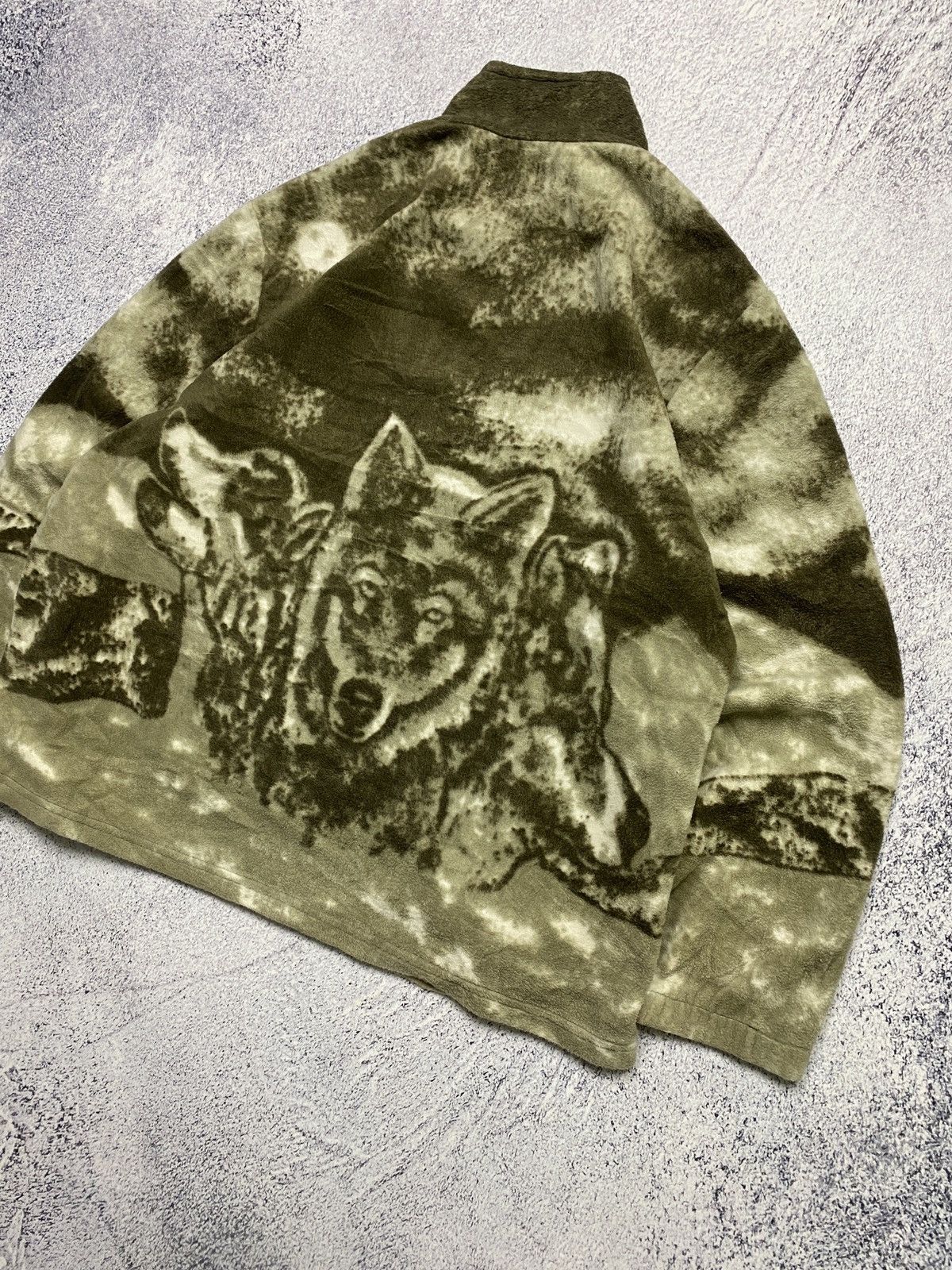 Vintage Animal Wolves Vintage Overprint Logo Winter Fleece Jacket Size US L / EU 52-54 / 3 - 6 Thumbnail