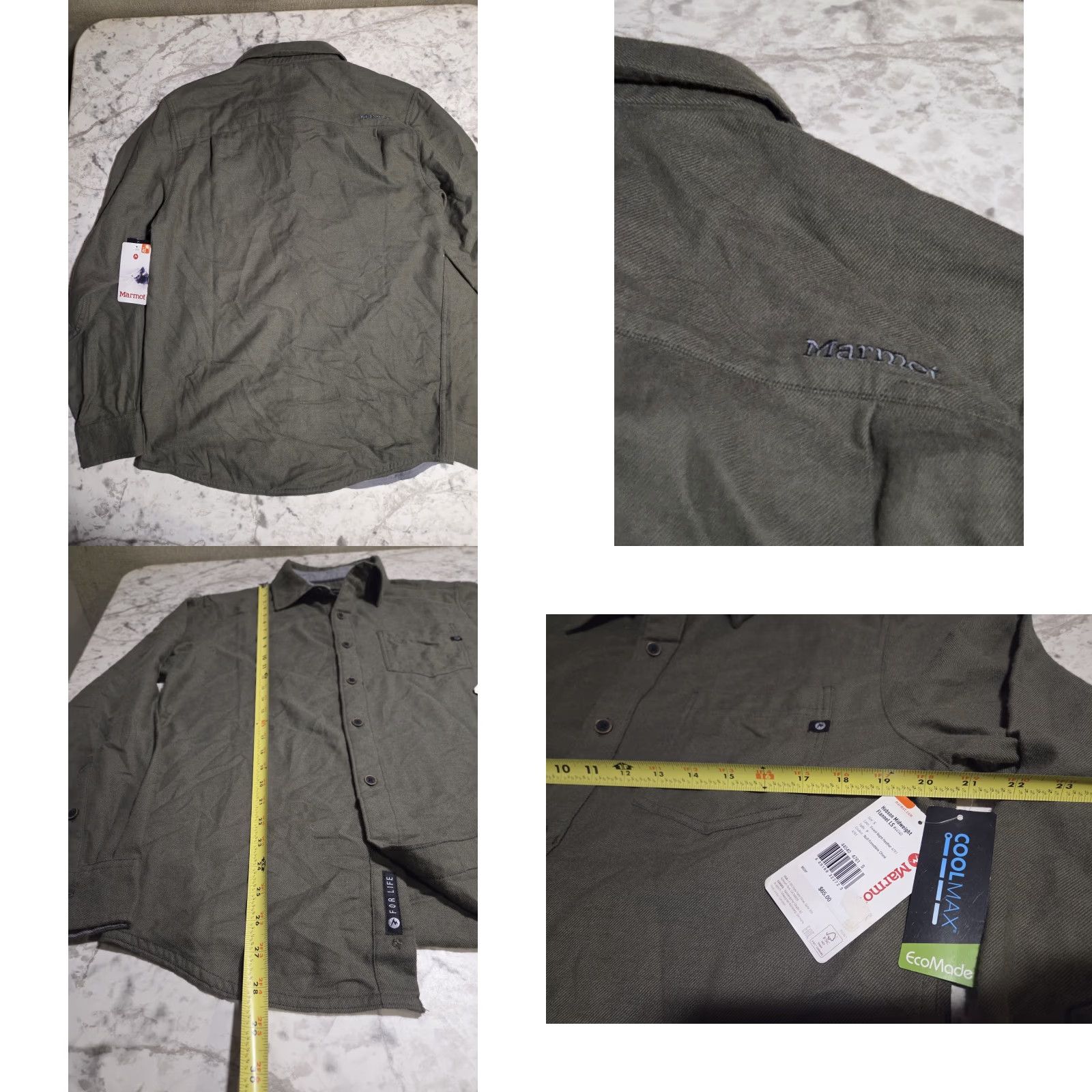 Marmot Marmot Mens Shirt Hobson Midweight Flannel Long-Sleeve Green Button-Up Size S Regular Adult Mens Size US S / EU 44-46 / 1 - 8 Thumbnail