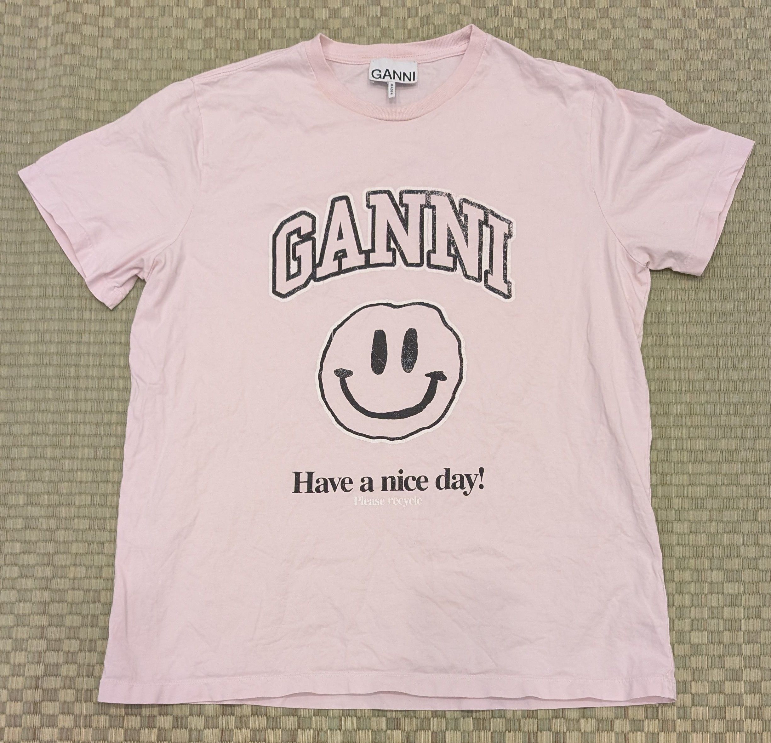 Ganni Ganni Basic Jersey Smiley T-shirt Made in Portugal Size S / US 4 / IT 40 - 1 Thumbnail