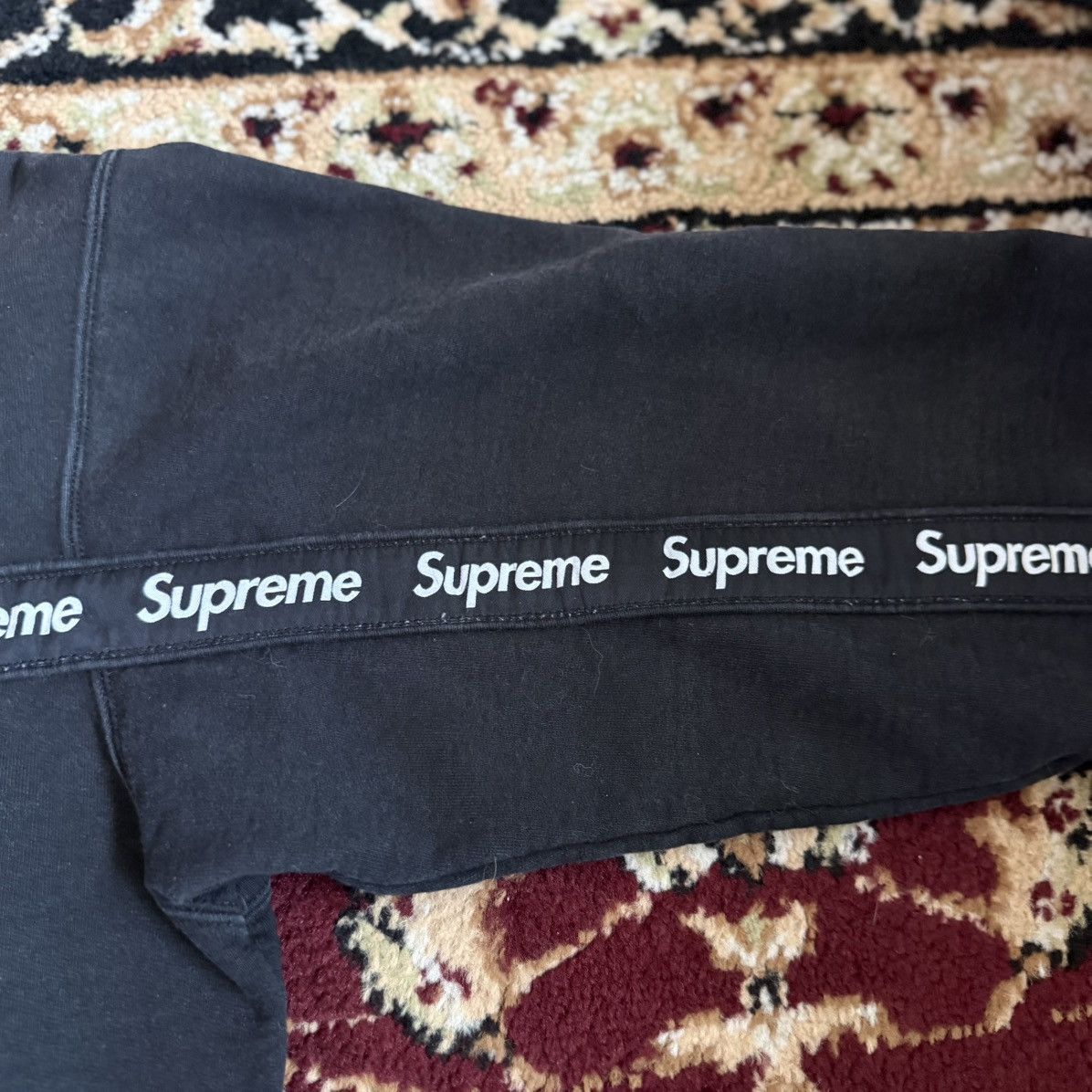 Supreme SUPREME TEXT STRIPE ZIP HOODIE BLACK. Size US XL / EU 56 / 4 - 9 Thumbnail