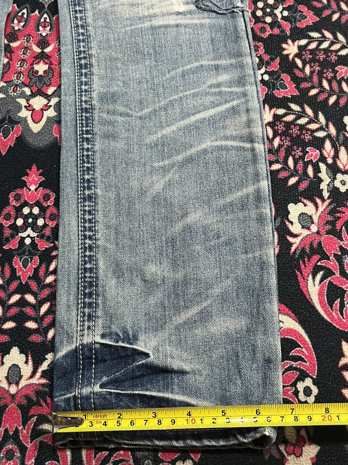 Japanese Brand Vintage Japanese Brand African Taro Trashed Blue Washed Jean Size 29" - 13 Thumbnail