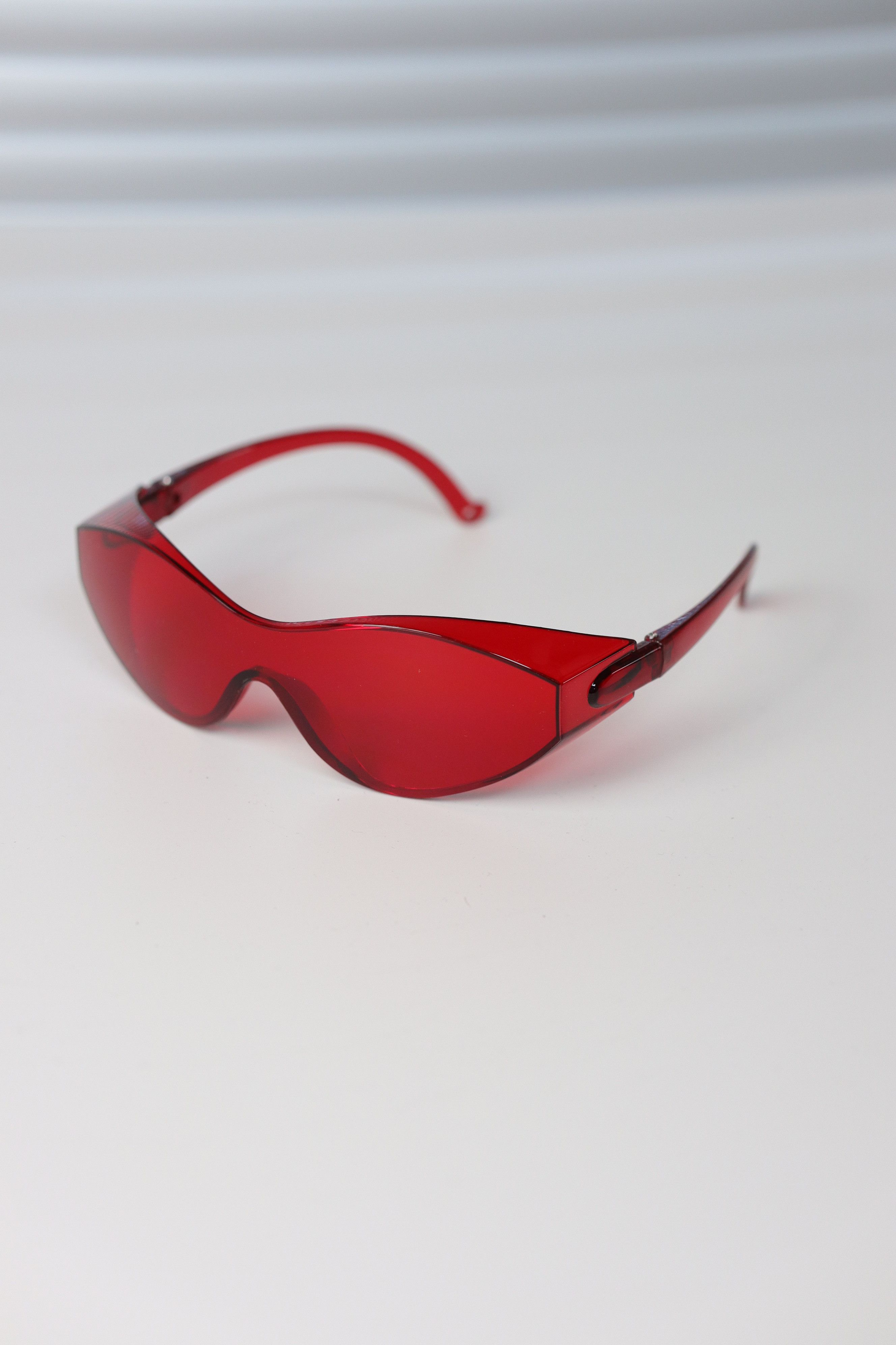 Japanese Brand Y2k Large Wide Safety Glasses Sunglasses Red Unisex One Size Size ONE SIZE - 1 Thumbnail