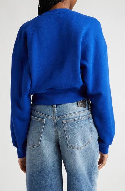 Off-White o1mle0425 Embr Mini Arrow Cropped Crewneck T-Shirt in Blue Size M / US 6-8 / IT 42-44 - 7 Thumbnail