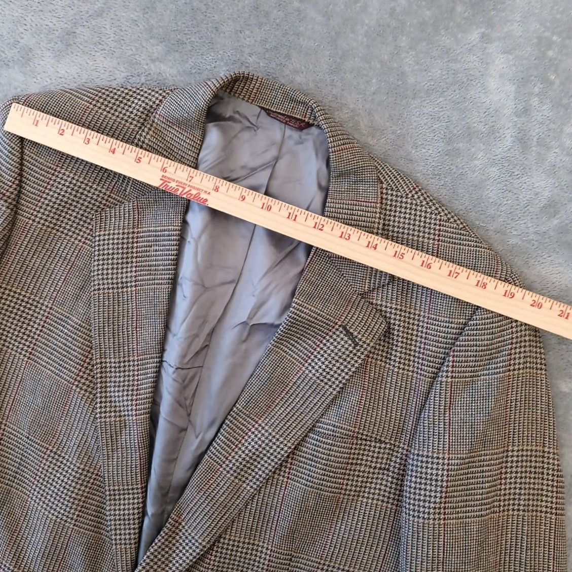 Lands' End Lands' End Blazer Mens 44 Gray Plaid Silk Wool Two Button Single Vent Notch Lapel Size 44R - 2 Thumbnail