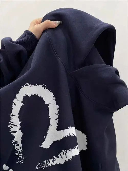 Designer Hip Hop Love Print Thickened Loose XXL Hooded Sweatshirt Size US XXL / EU 58 / 5 - 3 Thumbnail