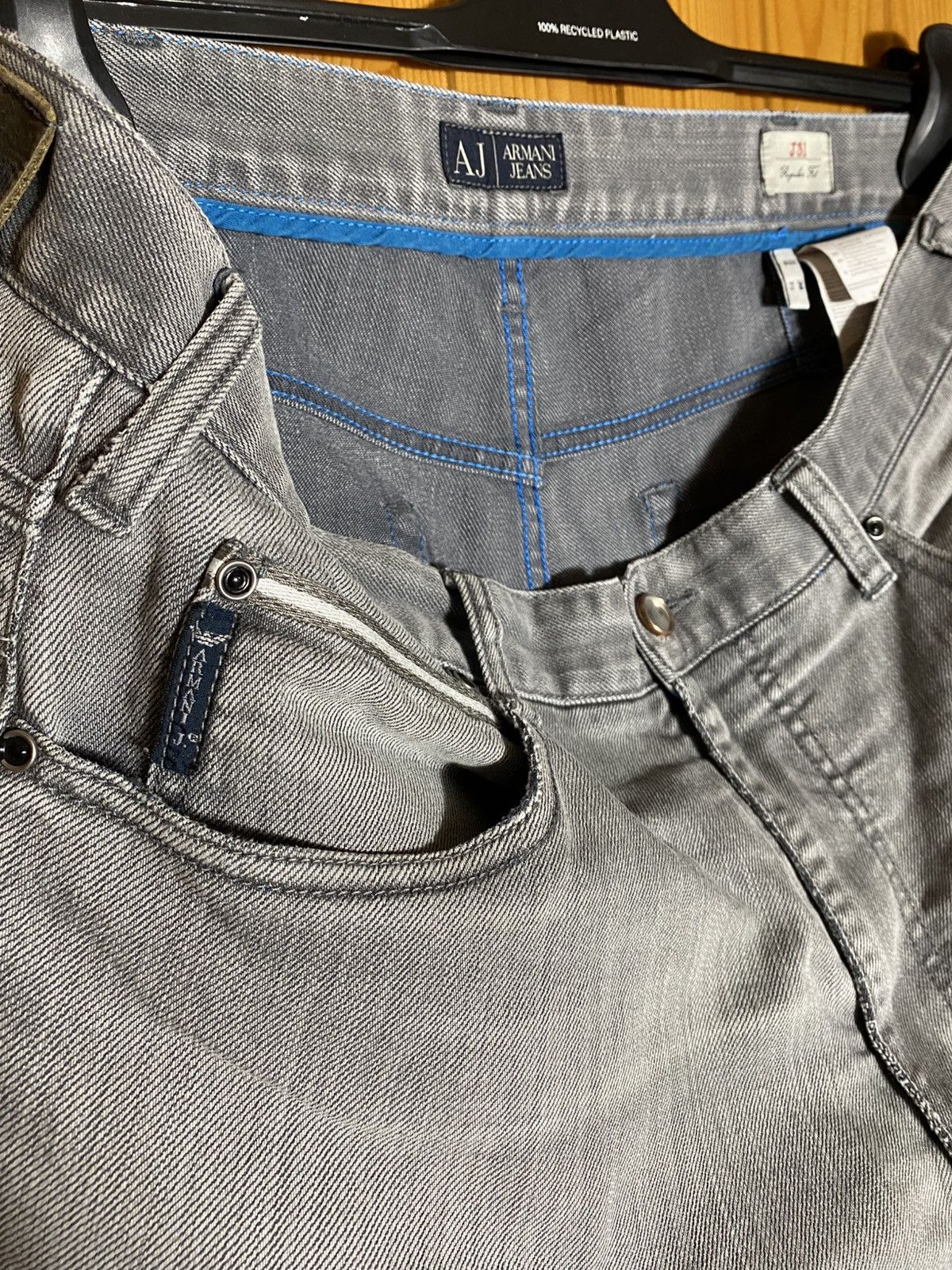 Emporio Armani Armani jeans distressed metal logo on back Y2K vintage 90s Size US 38 / EU 54 - 4 Thumbnail