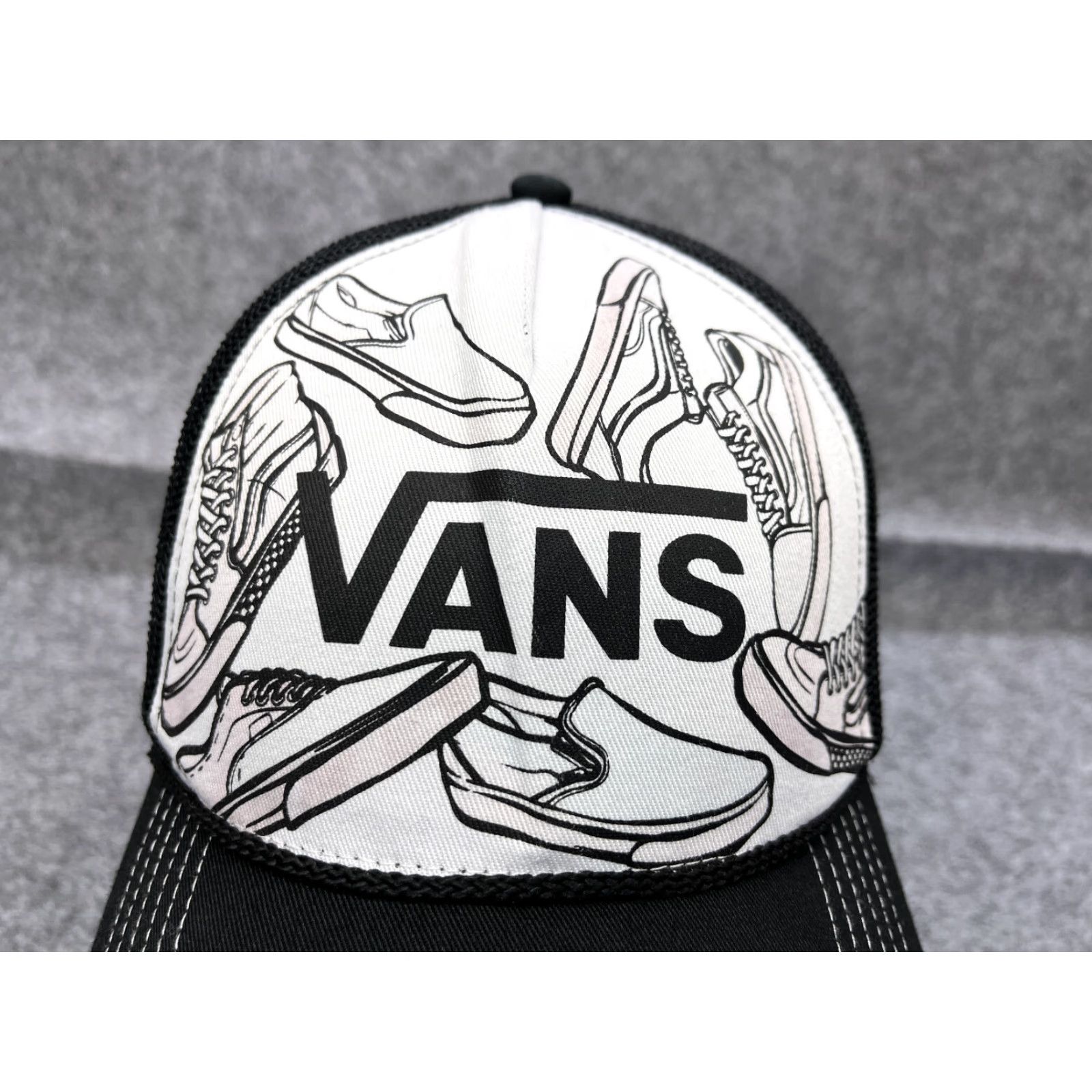 Vintage Vans x Otto Hat Cap Snap Back Adult One Size Black Cotton Polyester Trucker Hat Size ONE SIZE - 2 Thumbnail