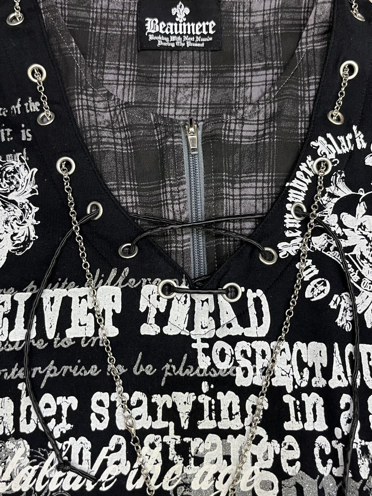 Seditionaries 💀Beaumere Punk Skull Graphic Poem Lace-Up Necklace T-Shirt Size US M / EU 48-50 / 2 - 6 Thumbnail