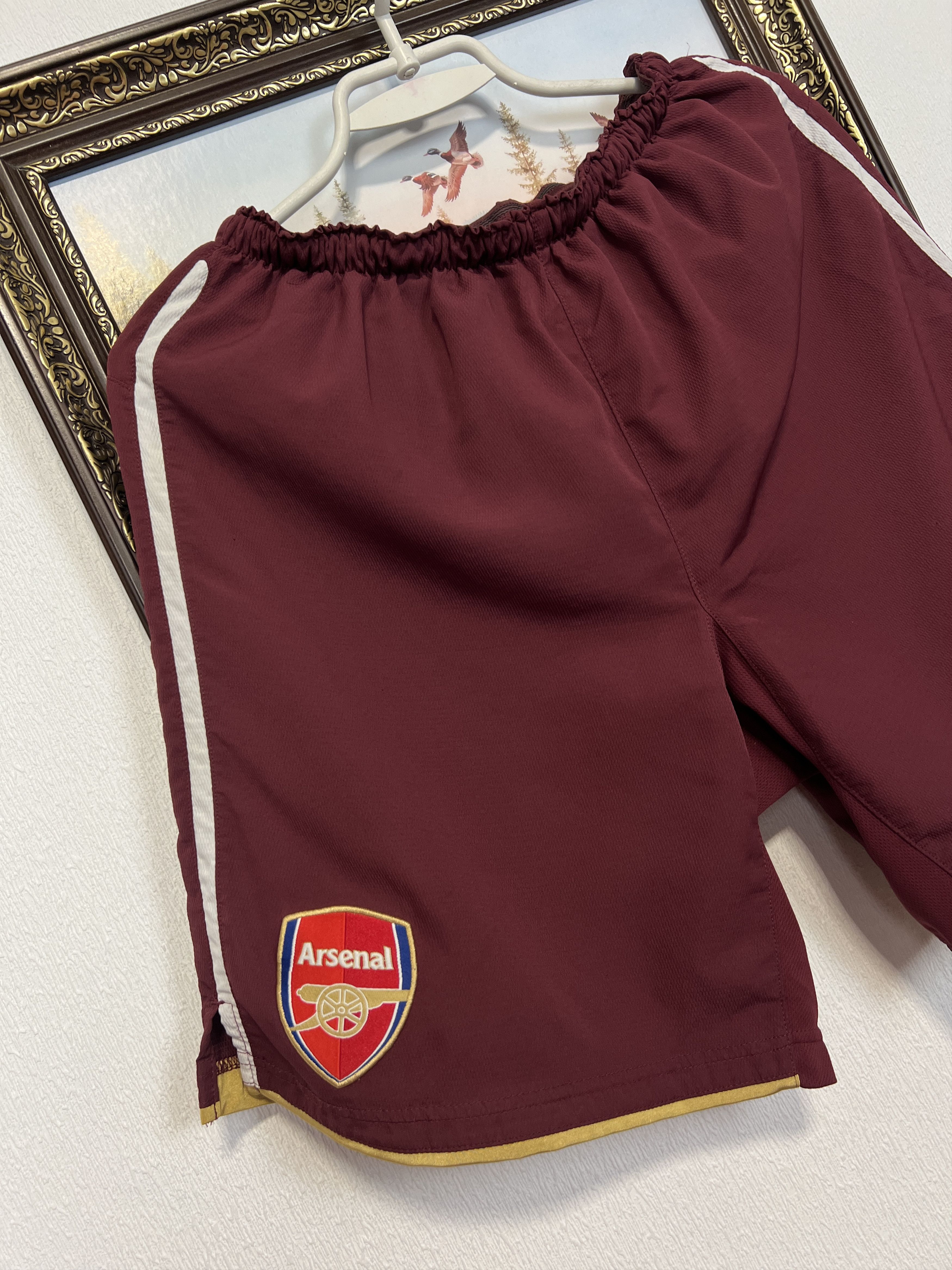 Nike Arsenal Highbury Football Shorts Soccer Burgundy Gunners Size US 30 / EU 46 - 3 Thumbnail