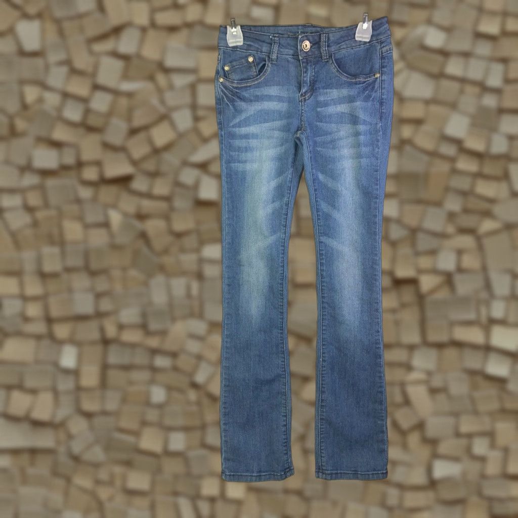 Denime C'est Toi Jeans Juniors Size 1 Mid Rise Dark Wash Blue Denim Jeans - Regular Fit, Zip, Cotton, Denim, Women's? Size 25" / US 0 / IT 36 - 1 Thumbnail