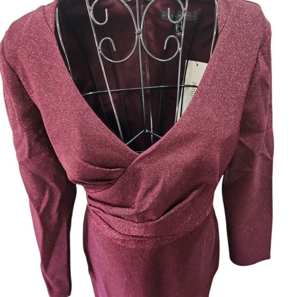 Other Aidan Mattox Cocktail Dress Sz 4 Burgundy Metallic Shimmer Size S / US 4 / IT 40 - 7 Thumbnail