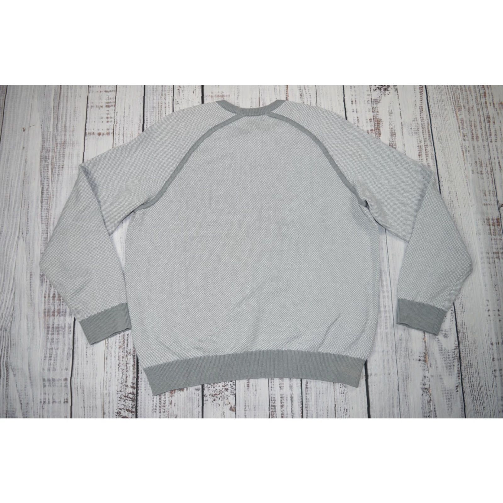 Vintage L.L. Bean Mens Sweater Pullover Knit XL Grey Cotton Coolmax Waffle-Knit Crew Neck Regular Size Size US XL / EU 56 / 4 - 7 Thumbnail