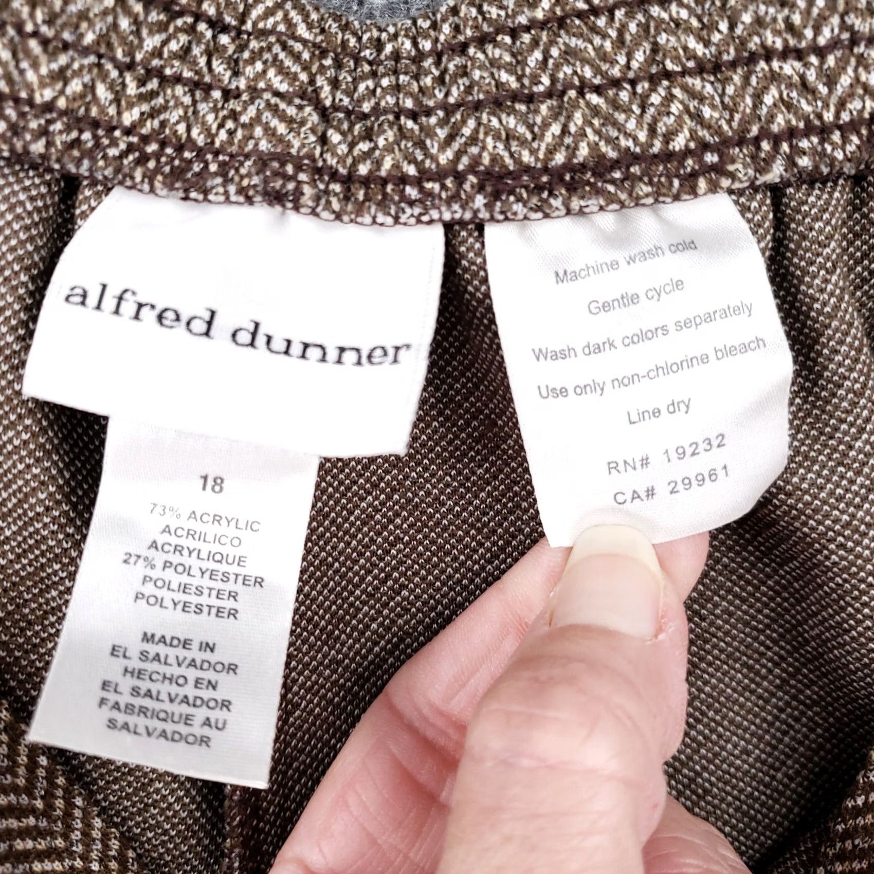Vintage Alfred Dunner Dress Pants Womens 18 Plus Brown High Rise Straight Herringbone Dress Pants Womens Plus Size Brown Herringbone Straight 18+ Mens Womens Size 40" / US 18 - 3 Thumbnail