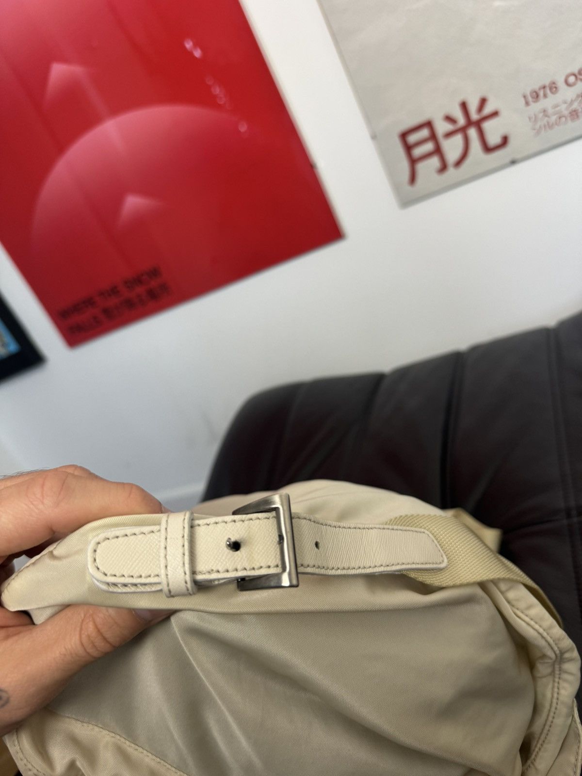 Prada Vintage Prada Beige Medium Nylon Backpack Designer High End Size ONE SIZE - 9 Thumbnail