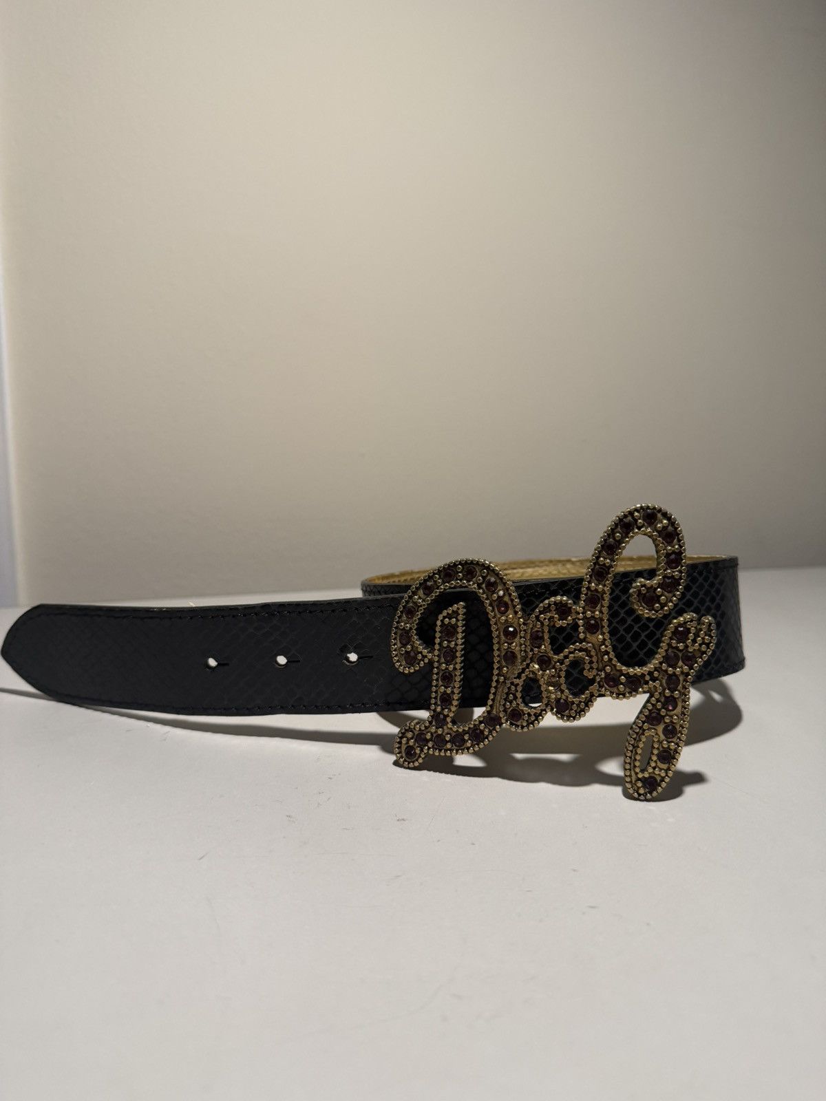 Dolce & Gabbana Dolce & Gabbana Rhinestone DG Buckle Belt Size ONE SIZE - 3 Thumbnail
