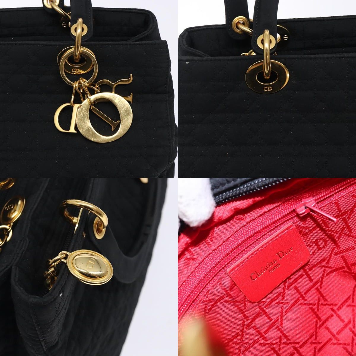 Dior DIOR Canage Hand Bag Nylon Black Gold Size ONE SIZE - 11 Thumbnail