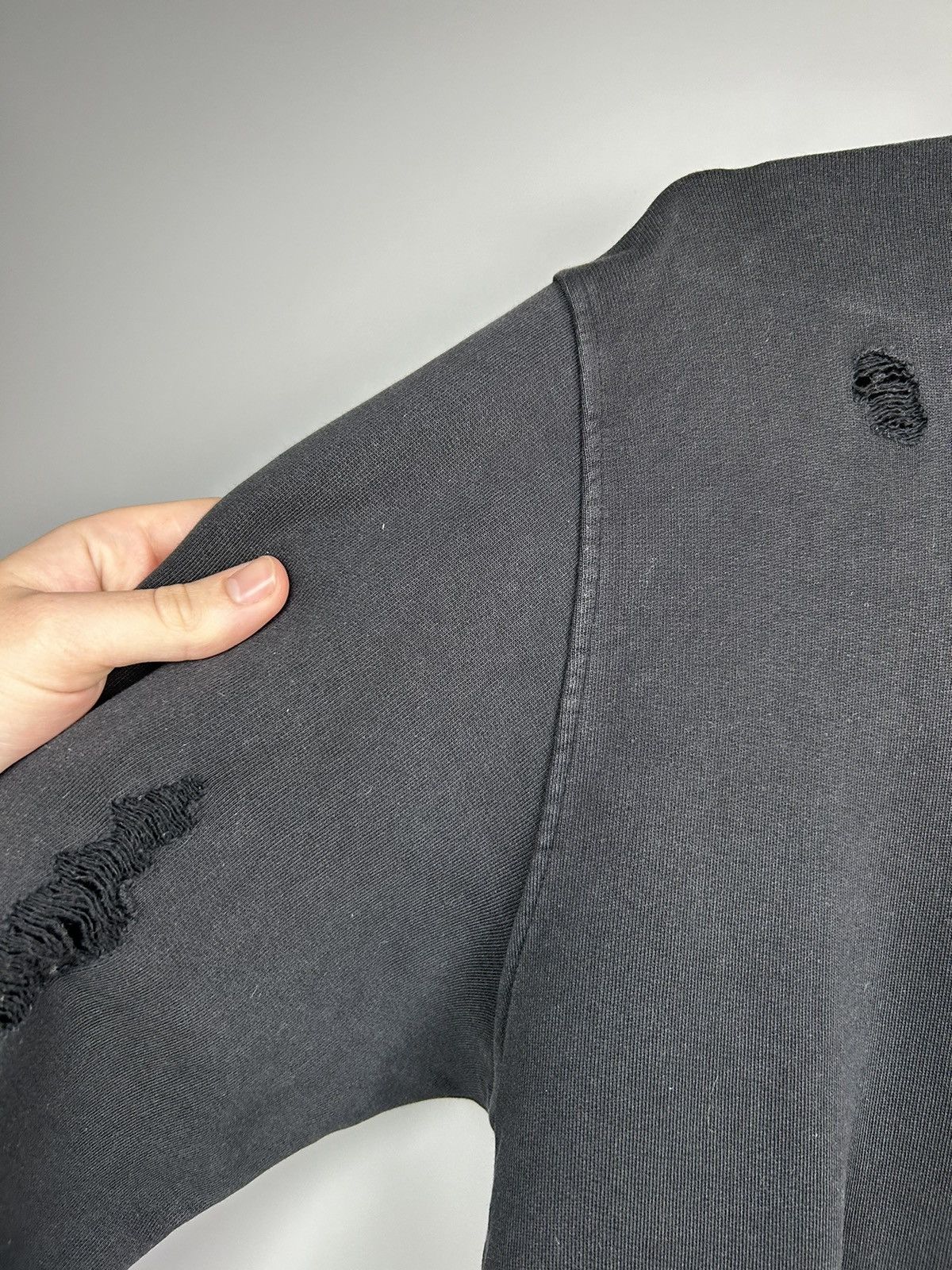 Designer × Sandro Modern Sandro Black Blank Thrashed Hoodie Size US M / EU 48-50 / 2 - 8 Thumbnail