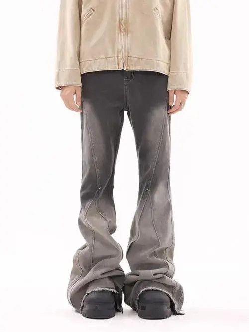 Jean Vintage washed gradient raw edge draped micro-flare jeans Size US 30 / EU 46 - 3 Thumbnail