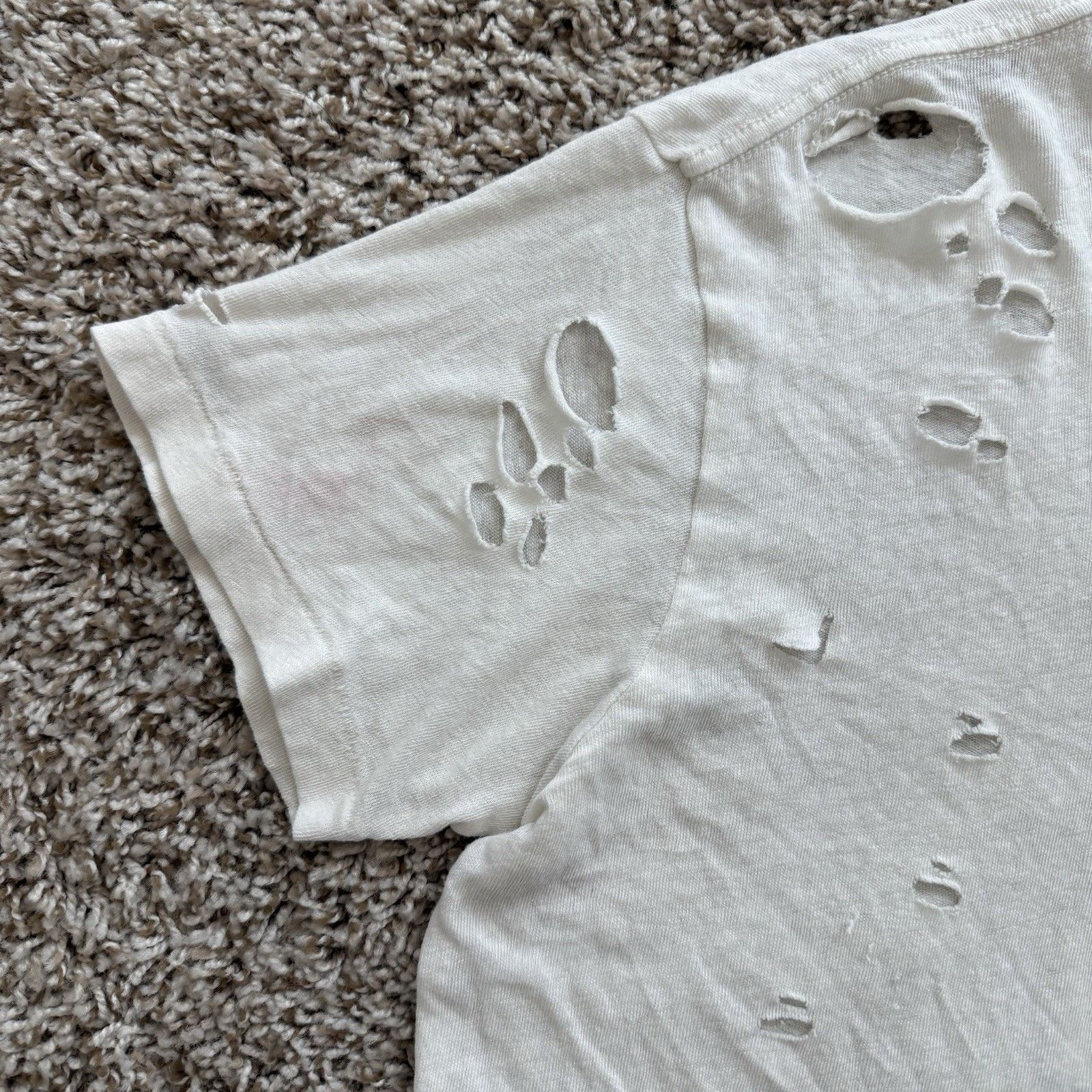 R13 $295 R13 Destroyed Boy T-Shirt Off White EcruJapanese Fabric Size US S / EU 44-46 / 1 - 8 Thumbnail