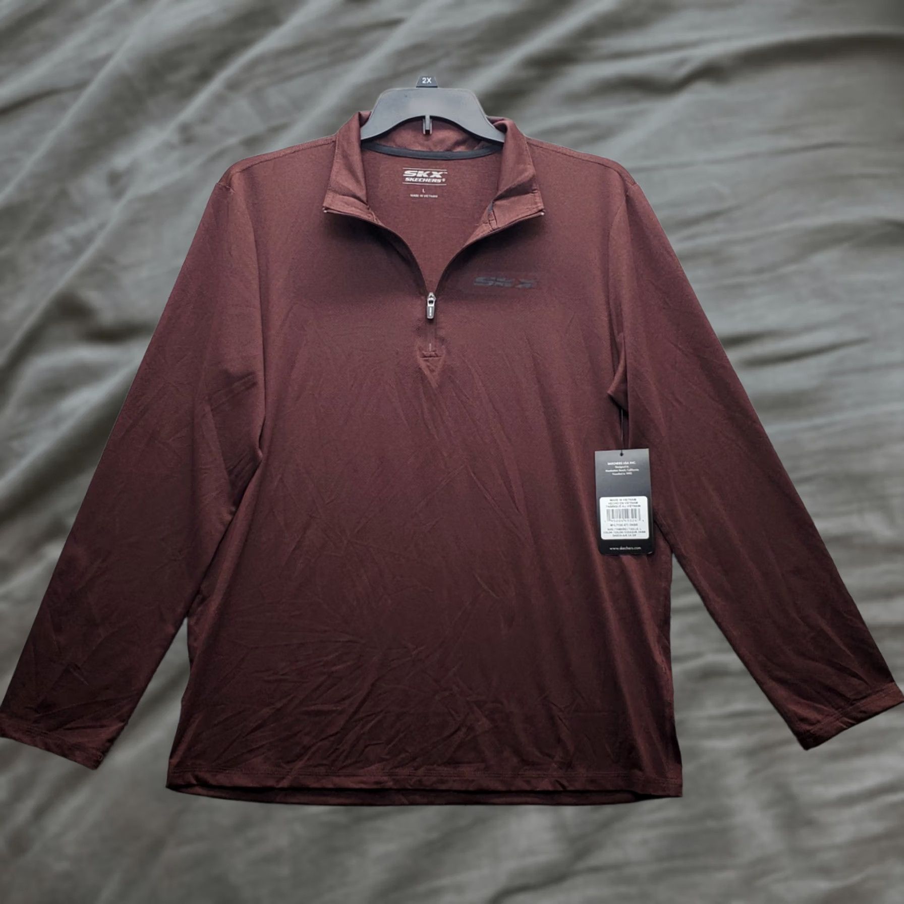 SKECHERS Skechers SKX Active Shirt Mens L Brown 1/4 Zip Long Sleeve Athletic Running Shirt Size US L / EU 52-54 / 3 - 1 Thumbnail