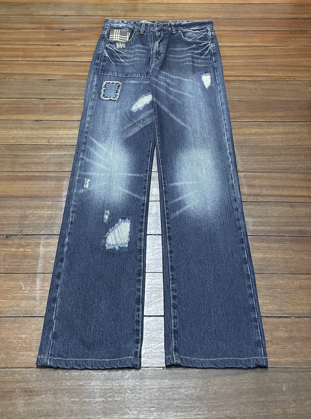 Japanese Brand Rare Design Vintage Brand Big Train Patchwork Jeans 1990s Size US 35 - 1 Thumbnail