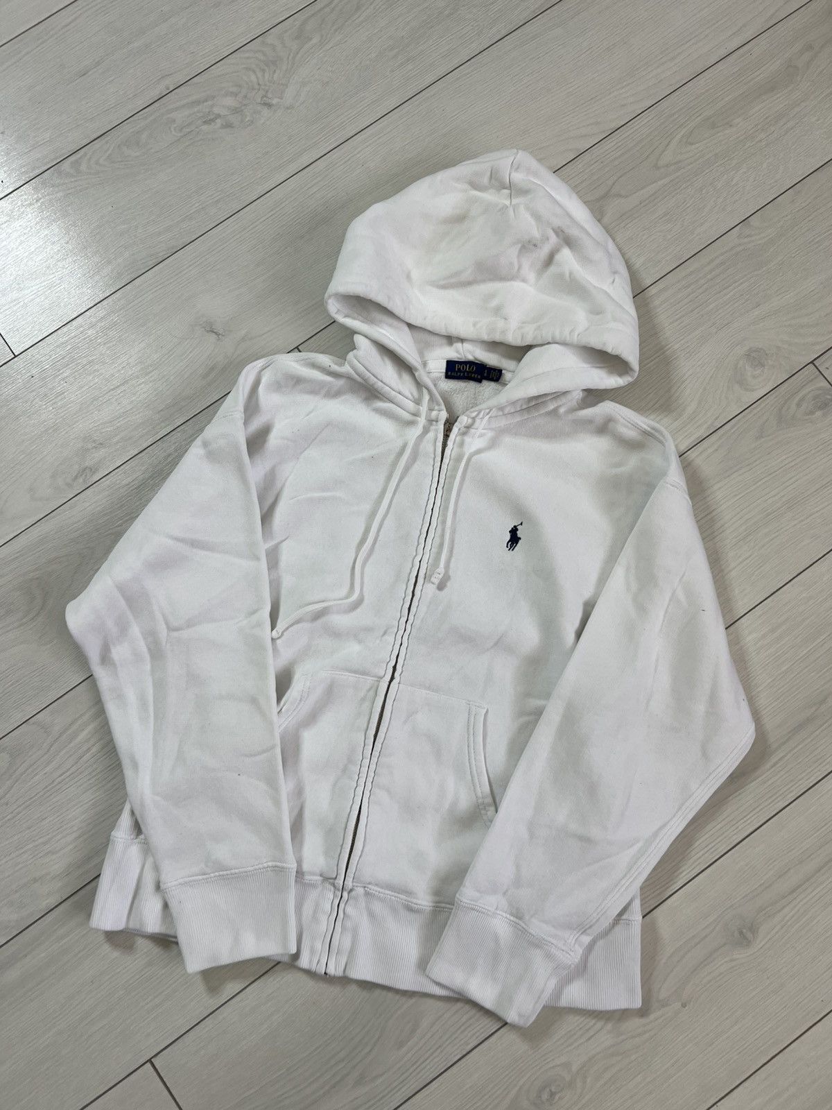 Polo Ralph Lauren Vintage Polo Ralph Lauren Zip-Up White Hoodie Boxy Fit Size US M / EU 48-50 / 2 - 2 Thumbnail