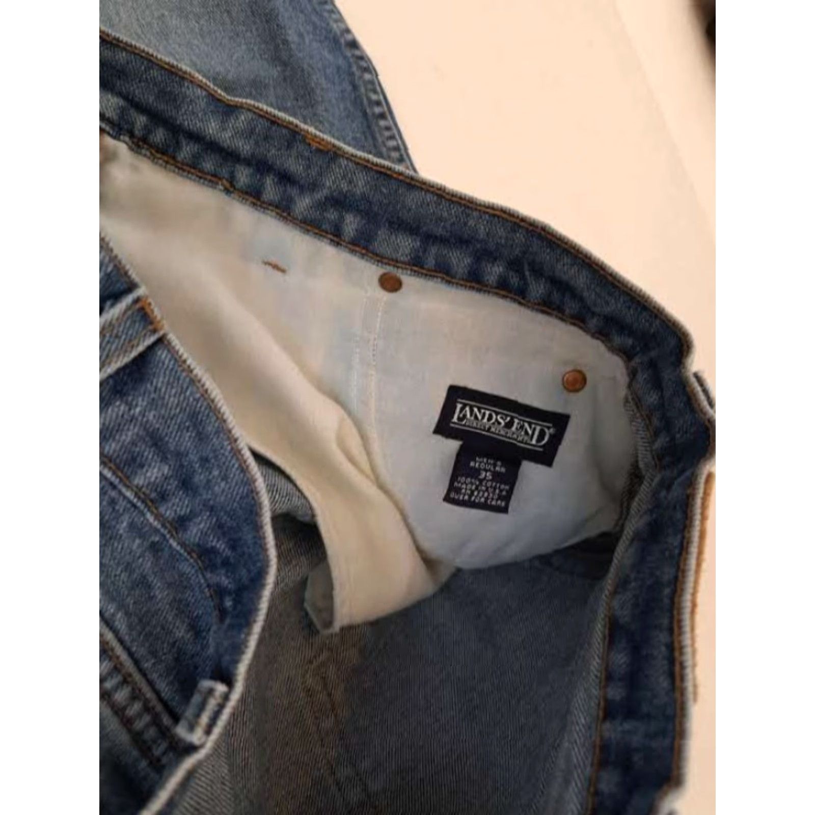 Lands' End VINTAGE Lands' End Denim Blue Jeans Men Pants 35 Regular Inseam 30 5-Pocket Denim Blue Size US 35 - 5 Thumbnail
