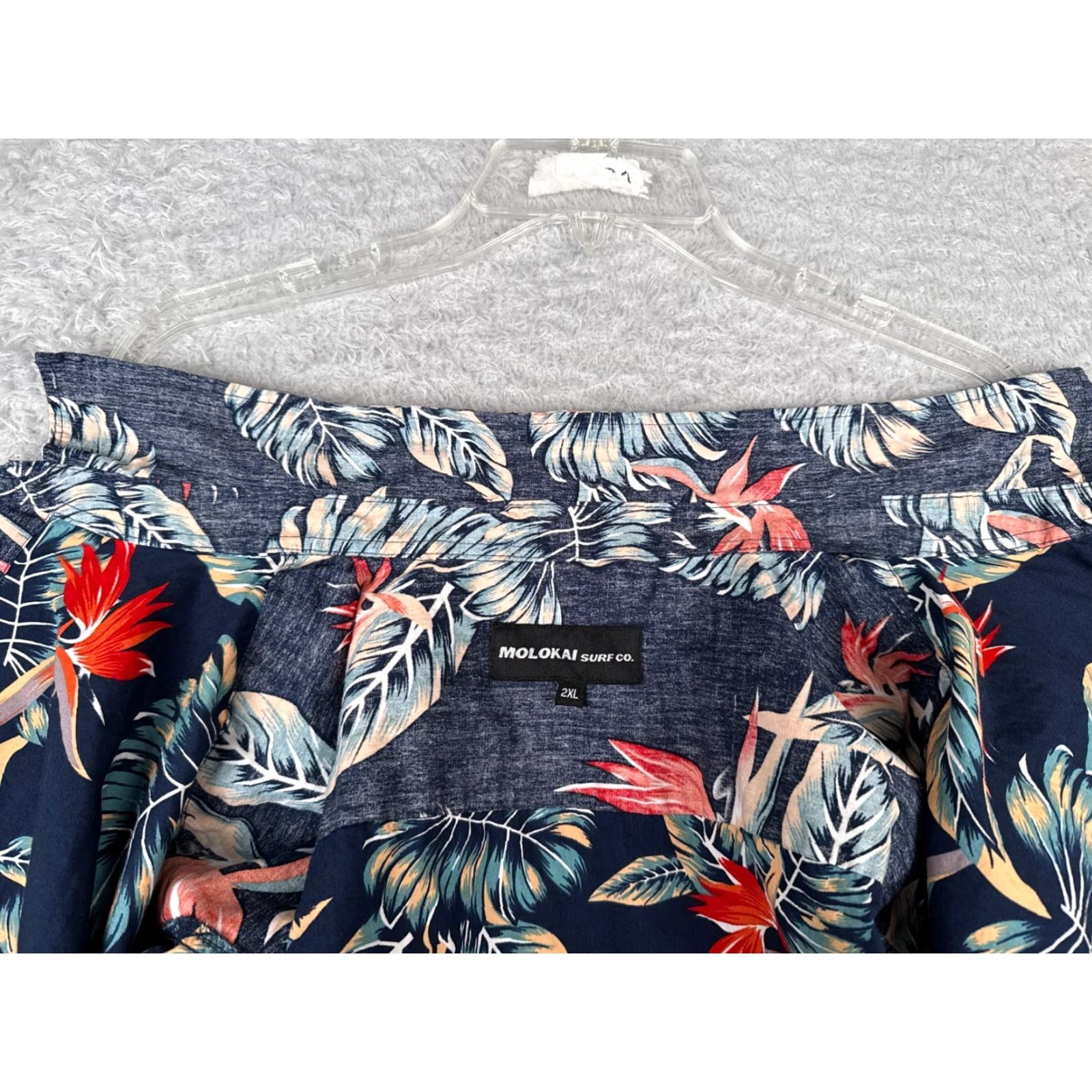 CO Molokai Surf Co Men's Hawaiian Shirt, Short Sleeve, 2XL, Blue, Floral Palm Bird of Paradise, Cotton Button-Up, Casual Beachwear, 90s Inspired, Mens Size US XXL / EU 58 / 5 - 2 Thumbnail