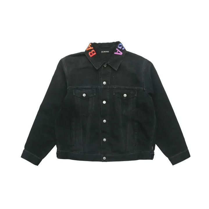 Balenciaga Colorful Embroidered Logo Denim Jacket