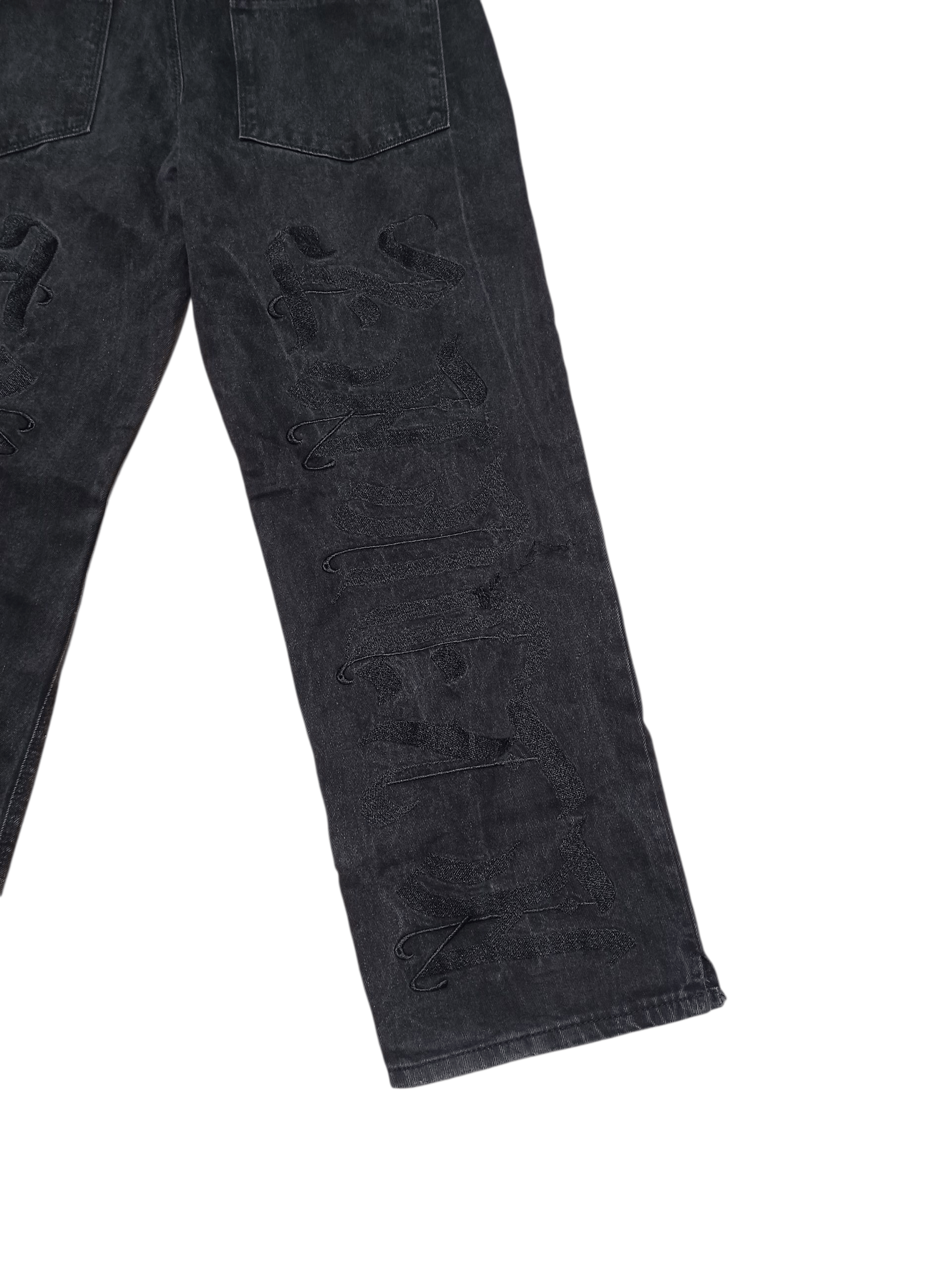 FAVELA FAVELA FIRE EMBROIDERED JAPANESE STREETWEAR WIDE JEANS DENIM Size US 36 / EU 52 - 3 Thumbnail