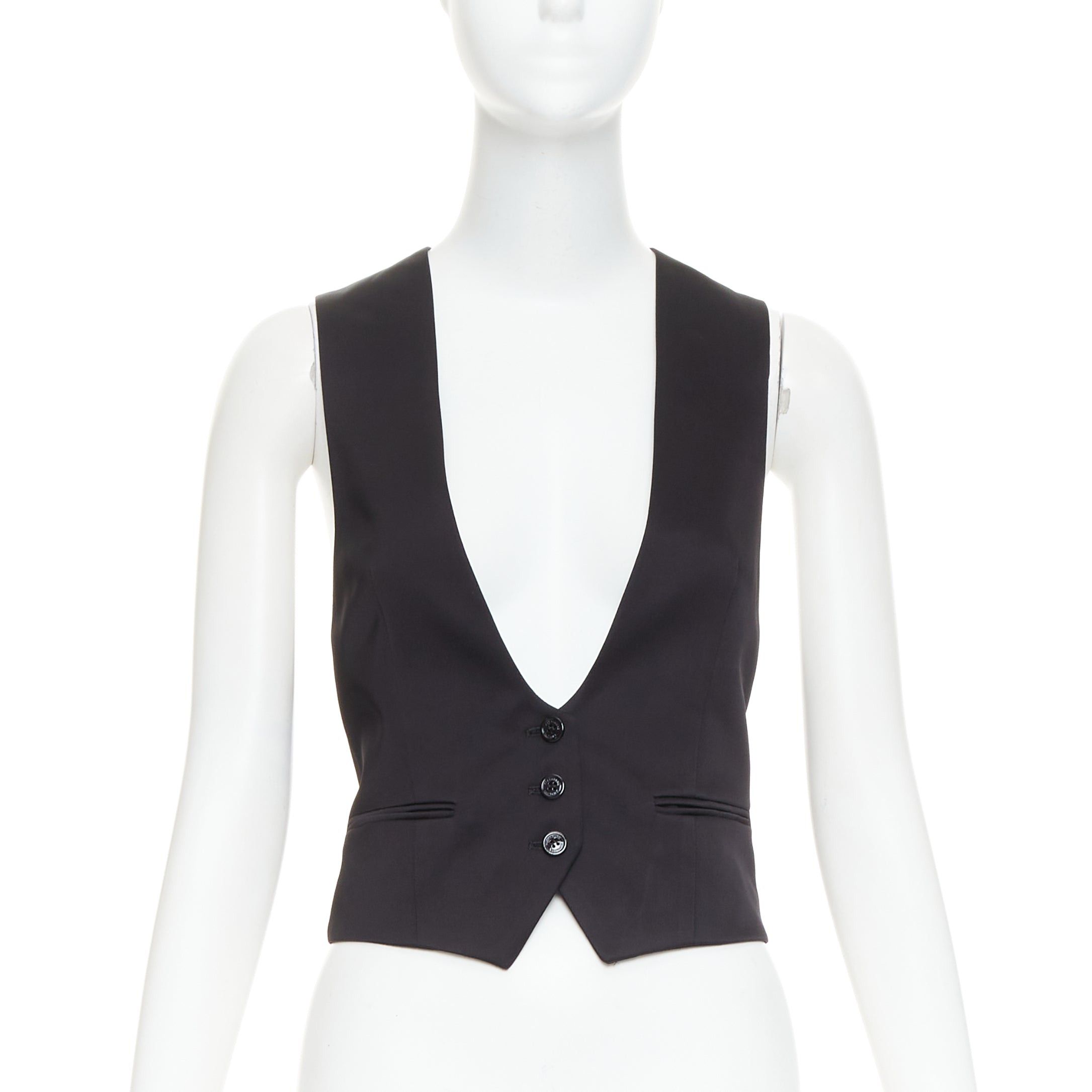 Alexandre Vauthier ALEXANDRE VAUTHIER Runway black silky 3 buttons slit pocket waist coat vest Size S / US 4 / IT 40 - 1 Thumbnail