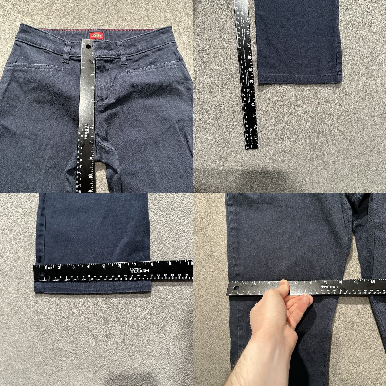 Dickies Dickies Pants Womens 3 Bootcut Stretch Beige Navy Blue Low Rise Inseam 30" Junior Size 3 Womens Regular Front Pocket EUC Size 26" / US 2 / IT 38 - 9 Thumbnail