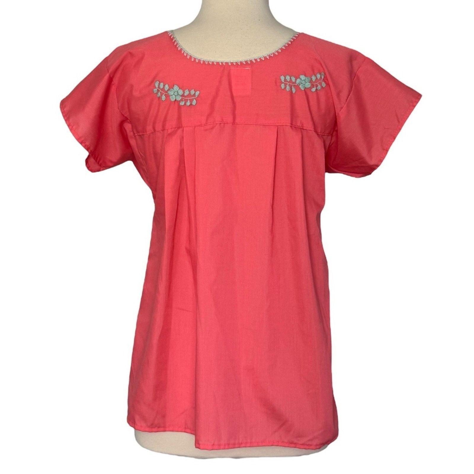 Other Mexican Floral Embroidered Pink Salmon Peasant Blouse M NEW Size M / US 6-8 / IT 42-44 - 7 Thumbnail